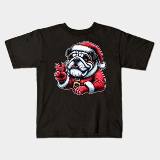 Bulldog as Santa on Christmas Kids T-Shirt